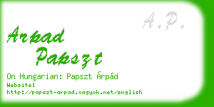 arpad papszt business card